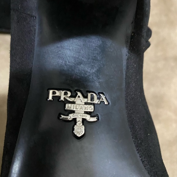 Prada Milano Ankle Boots Women Suede Black made in Italy size 7 - Picture 6 of 13